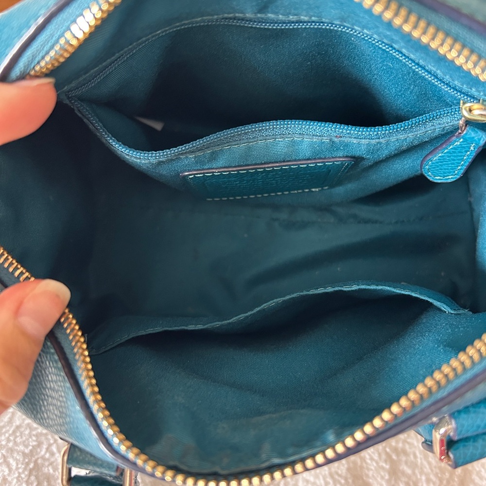 Coach Teal Blue Leather Satchel - Picture 5 of 11